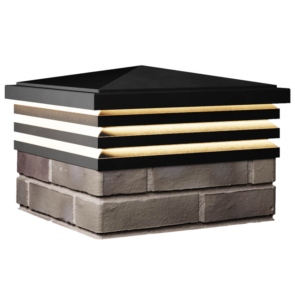 Колпак Zking Бона ХайТек Черный на столб 1.5х1.5 кирпича (385х385мм) с подсветкой