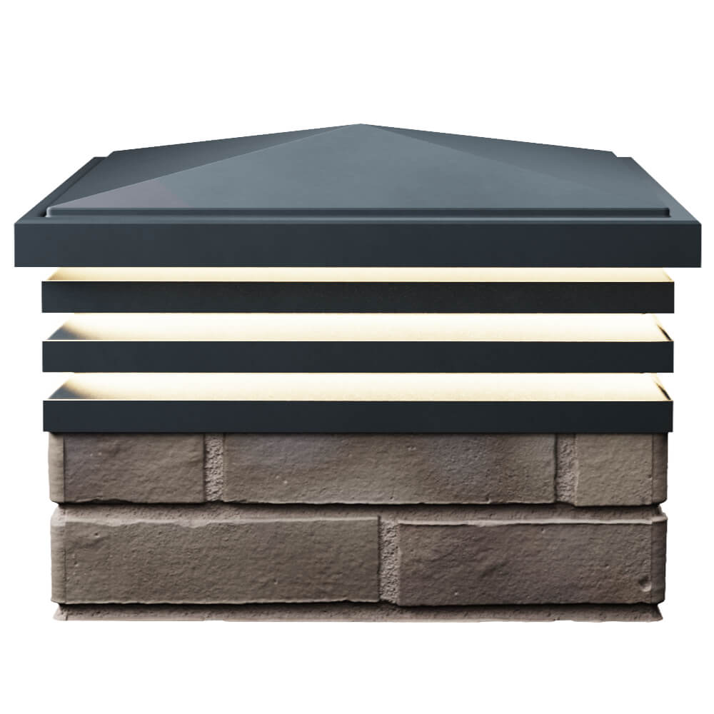 Колпак Zking Бона ХайТек Серый на столб 1.5х1.5 кирпича (385х385мм) с подсветкой в Дербенте фото