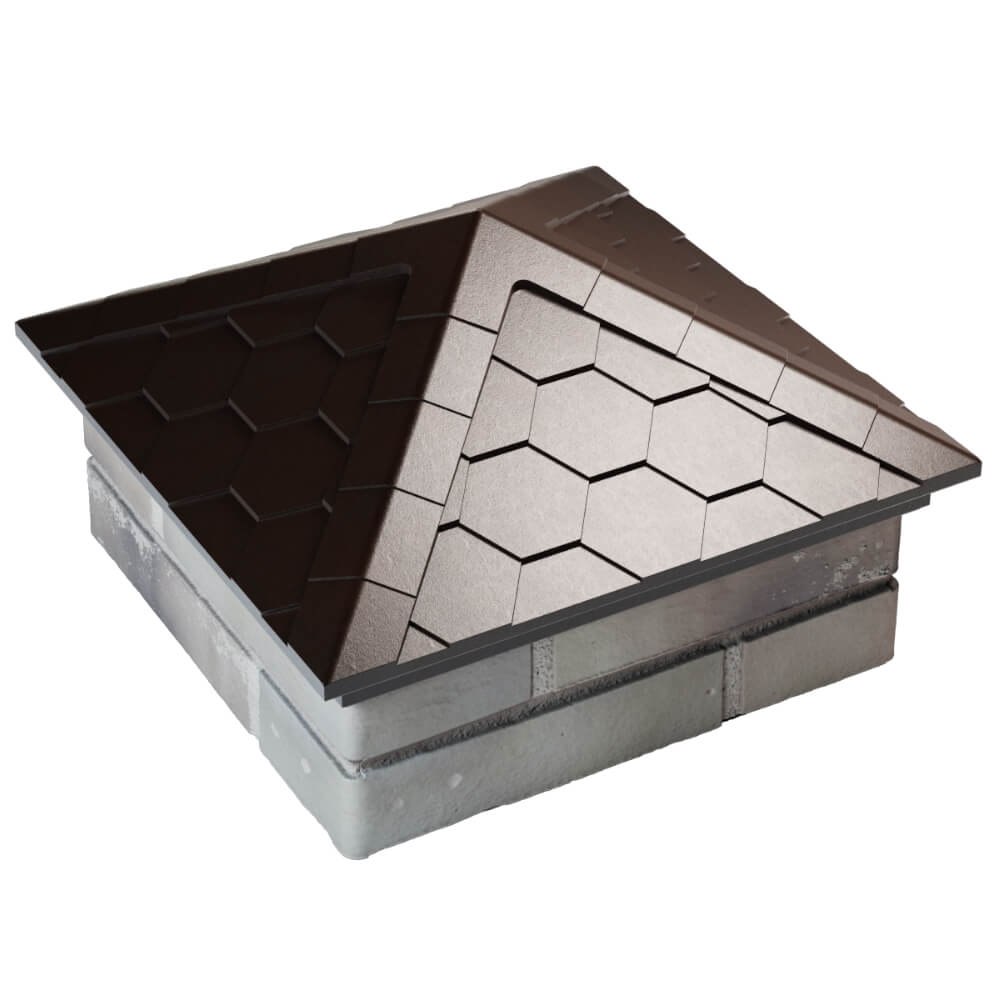 Колпак Zking Эверест Коричневый на столб 1.5х1.5 кирпича (390х390мм) в Дербенте фото