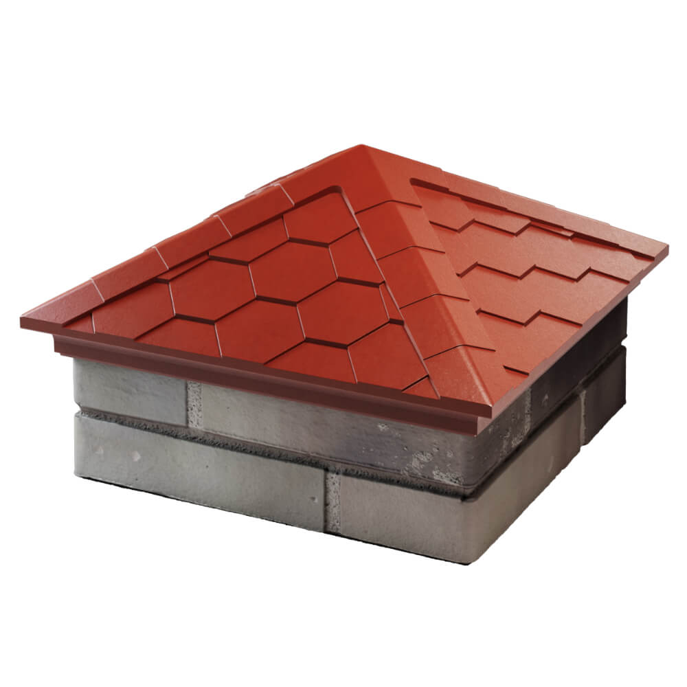 Колпак Zking Эверест Красный на столб 1.5х1.5 кирпича (390х390мм) в Дербенте фото