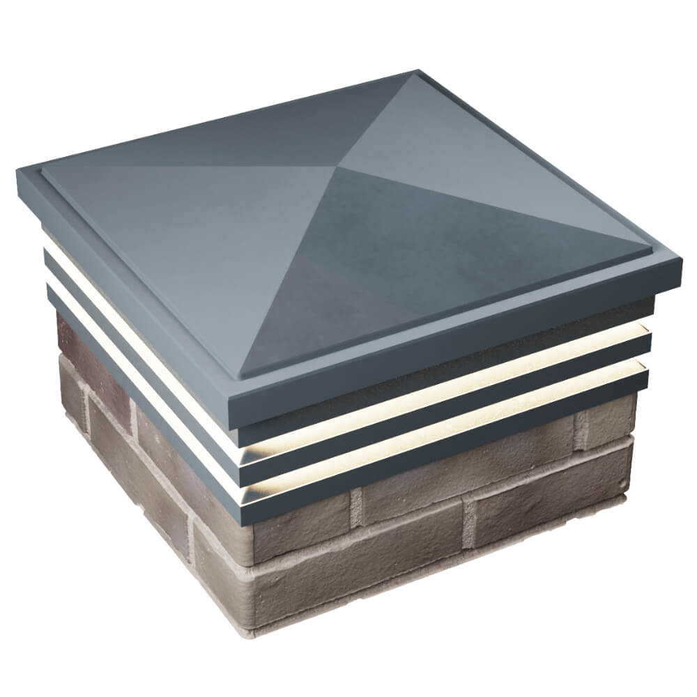 Колпак Zking Бона ХайТек Серый на столб 1.5х1.5 кирпича (385х385мм) с подсветкой в Дербенте фото