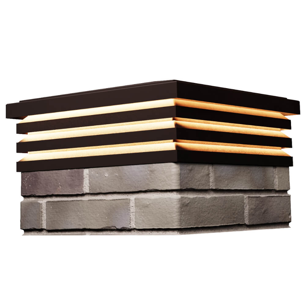 Колпак Zking Бона ХайТек Коричневый на столб 1.5х1.5 кирпича (385х385мм) с подсветкой в Дербенте фото