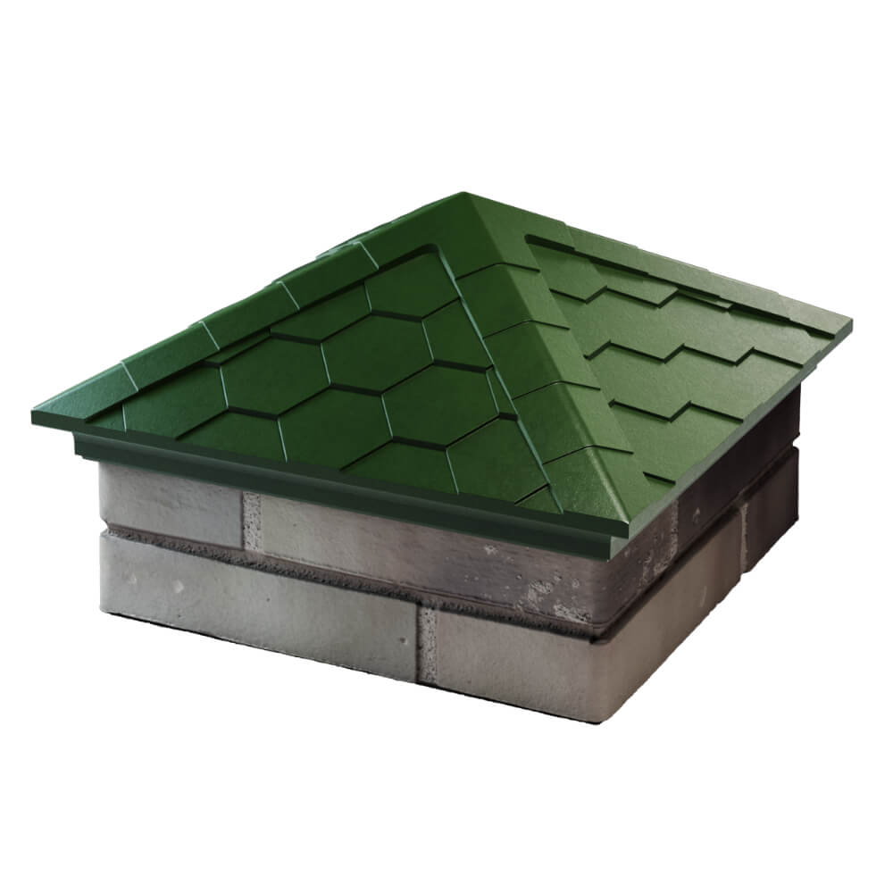 Колпак Zking Эверест Зеленый на столб 1.5х1.5 кирпича (390х390мм) в Дербенте фото