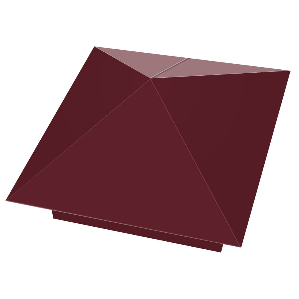 Колпак металлический 390х390мм RAL3005 Красное Вино заборный Дербент фото