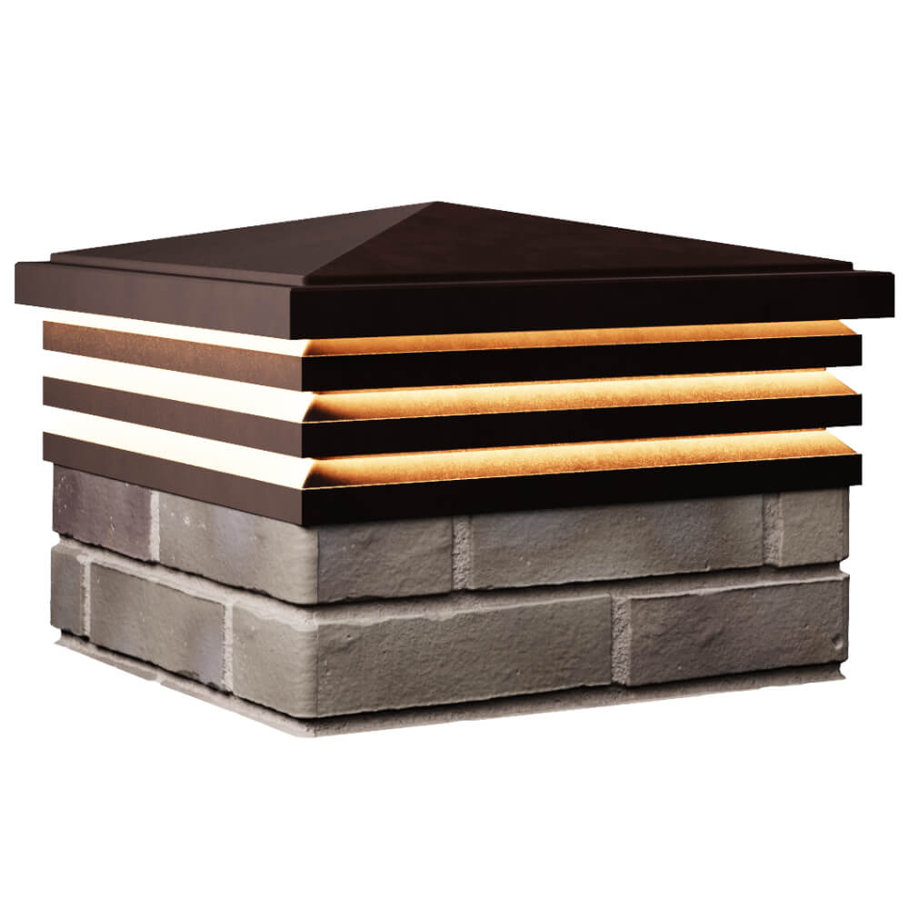 Колпак Zking Бона ХайТек Коричневый на столб 1.5х1.5 кирпича (385х385мм) с подсветкой в Дербенте фото