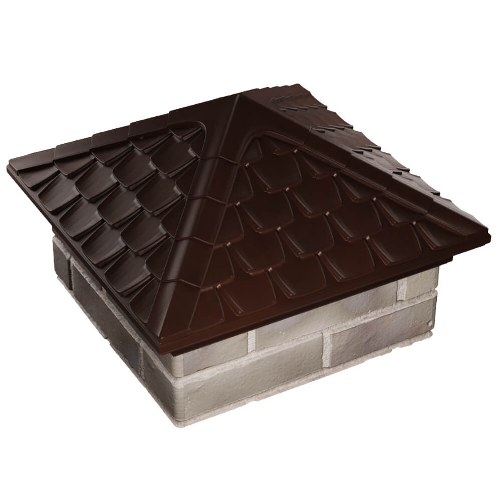 Колпак Zking Эльбрус Коричневый на столб 1.5х1.5 кирпича (385х385мм) в Дербенте фото