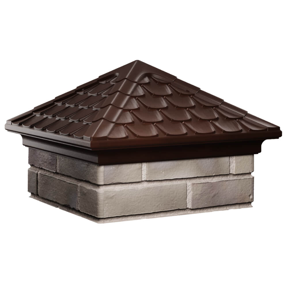 Колпак Zking Эльбрус Коричневый на столб 1.5х1.5 кирпича (385х385мм) в Дербенте фото