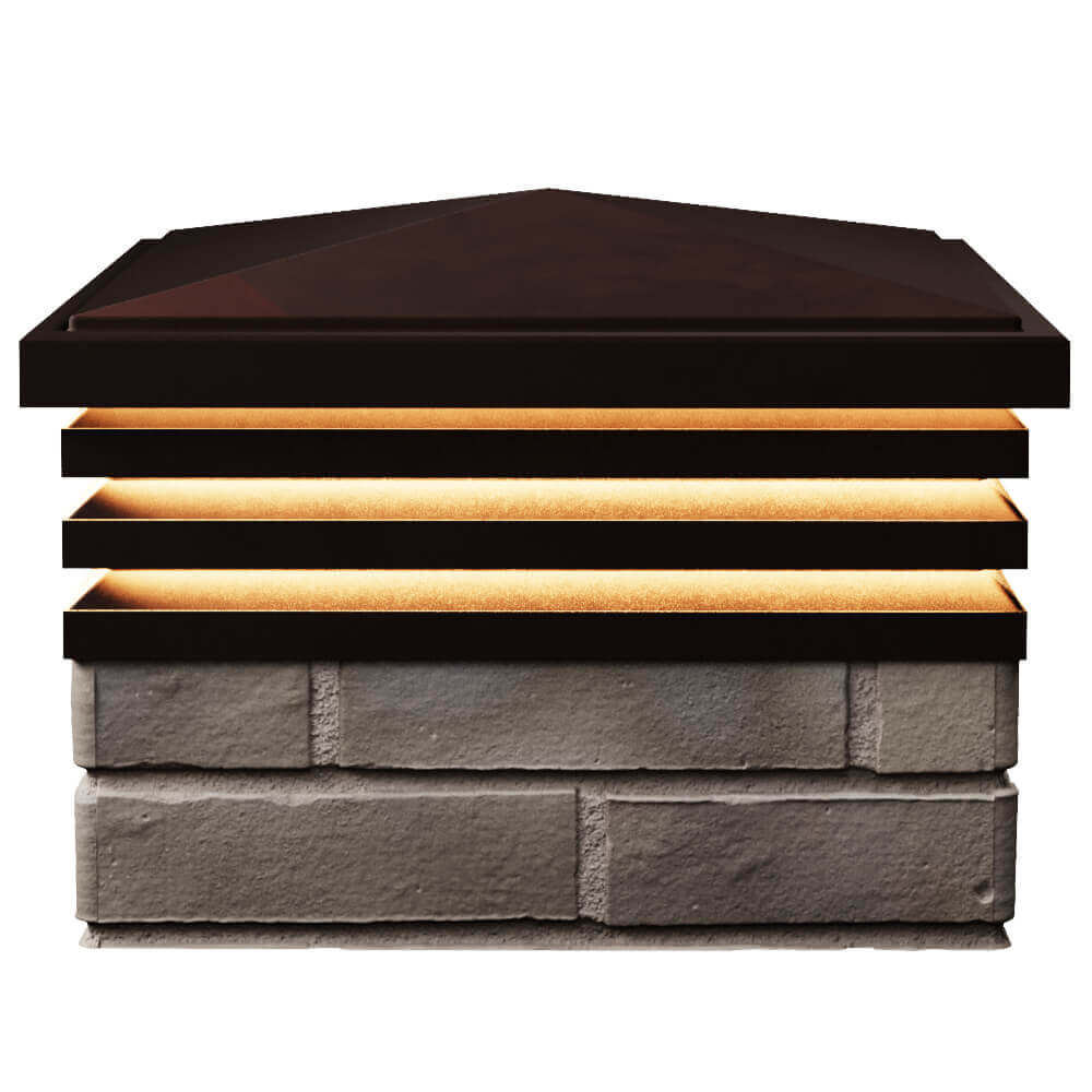 Колпак Zking Бона ХайТек Коричневый на столб 1.5х1.5 кирпича (385х385мм) с подсветкой в Дербенте фото